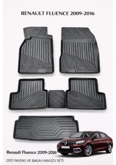 Renault Fluence 2009-2016 3d Oto Paspas Ve Bagaj Havuzu İkili Set