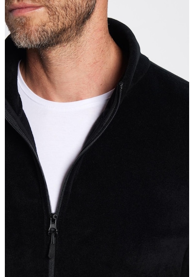 Tudors Unisex Siyah Anti-pilling Tüylenme Yapmayan Standart Fit Tam Fermuarlı Soğuk Geçirmez Polar Hırka-32472 Sİyah