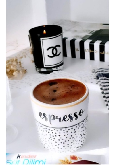 Espresso Yazılı Desenli Espresso, Double Türk Kahvesi Fincanı Kulpsuz Bardak Diğer
