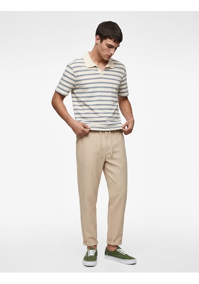 Koton Regular Fit Kısa Kollu Polo Yaka Çizgili Tişört Mavi Çizgili 6sam10388mk