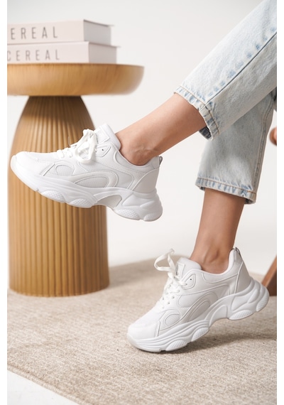 Daxtors Garantili D0164 Günlük Ortopedik Kadın Sneaker Spor Ayakkabı Beyaz