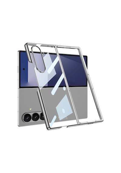 Samsung Uyumlu Galaxy Z Fold 7 Kılıf Zore Full Camlı Kıpta Kapak Gümüş