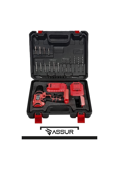 Assur 12V Metal Şanzıman Çift Akülü Bakır Sargı Akülü Vidalama Şarjlı Matkap - 2138