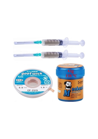 Krem Lehim Solder Paste 138 C 42g Flux Lehim Toplama Cp-2515 Lehim Emme Teli 2,5 Mm Set