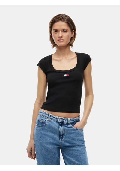 Tommy Hilfiger Kadın Marka Logolu Günlük Kullanıma Uygun Siyah T-shirt Dw0dw22793 Bds