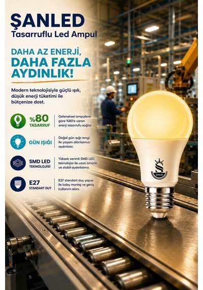 10w Tasarruflu Gün Işığı Led Ampul 2 Adet 2 Adet
