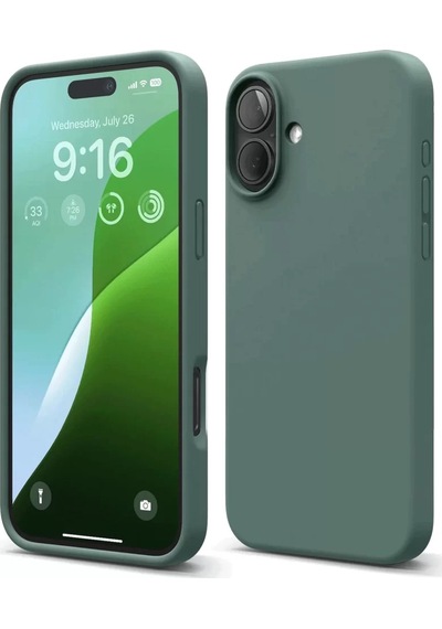 Newface Apple İphone 16 Plus Kılıf Nano İçi Kadife Silikon - Koyu Yeşil