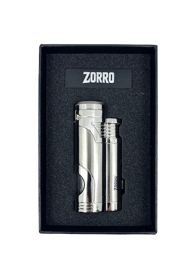 Zorro Çift Torch Pürmüz Puro Çakmağı - Krom