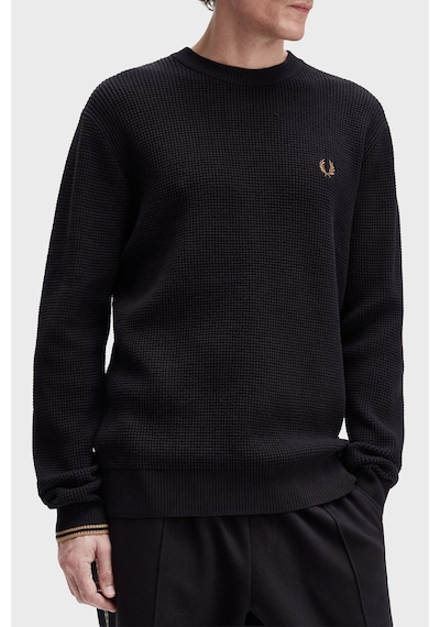 Fred Perry K6507 Waffle Stitch Jumper Erkek Kazak Siyah