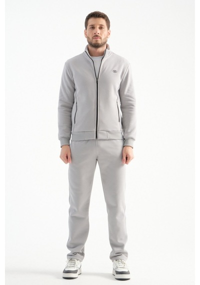 Shooter Sportswear Shooter Erkek Kışlık Eşofman Takımı Thermosoft Teknolojisi Içi Kuzu Görünümlü Regular Kalıp Açık Gri