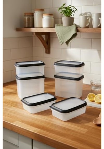 Hide Plus 6'li Saklama Kabı Siyah 2x 1,9lt - 2x 1 Lt - 2x 0,70 Lt Diğer