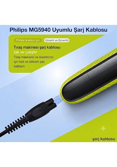 My Polo Tıme Philips Uyumlu Oneblade & Multigroom Usb Şarj Kablosu - Qp1924 Qp2724 Qp2824 Qp4530 Qp4631 Mg5910