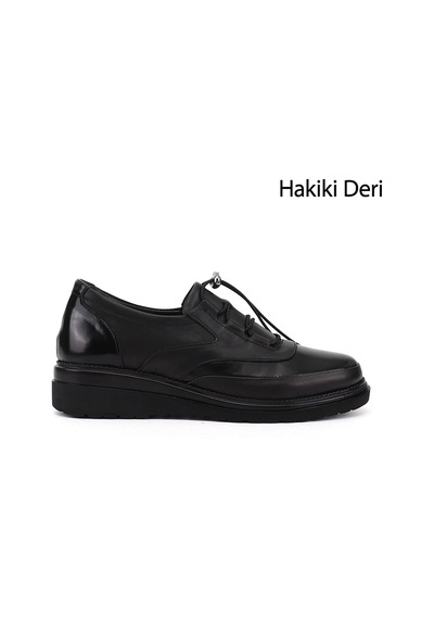 Gönderir Kadın Siyah Dolgu Taban Hakiki Deri Ayakkabı Ddza80042989
