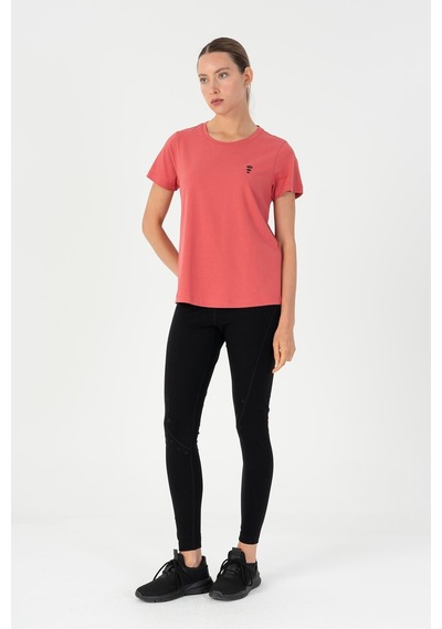 Maraton Regular Kadın Bisiklet Yaka Koyu Pembe- T-shirt Koyu Pembe-