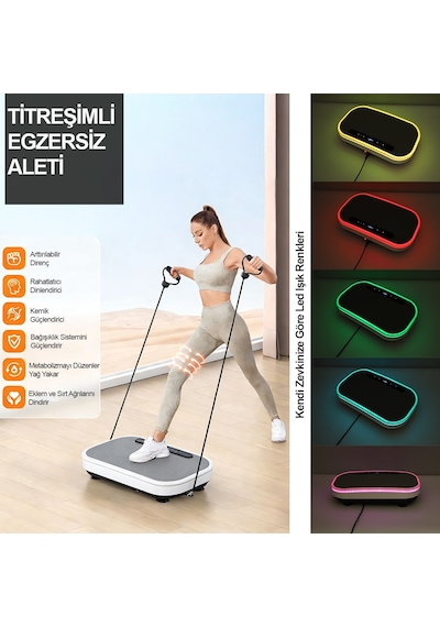 Bluetooth Led Işıklı Titreşimli Egzersiz Platformu Kumandalı Ev Fitness Aleti Direnç Lastiği Hediye