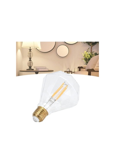 Filament Ampul, Vintage Led Ampul 4w Elmas Şekilli Led Filament Ampul E27 - Sarı Işık