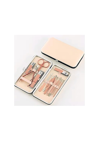 12'li Rose Gold Çantalı Taşınabilir Kişisel Bakım Seti Paslanmaz Çelik Cımbız - Manikür&pedikür Seti