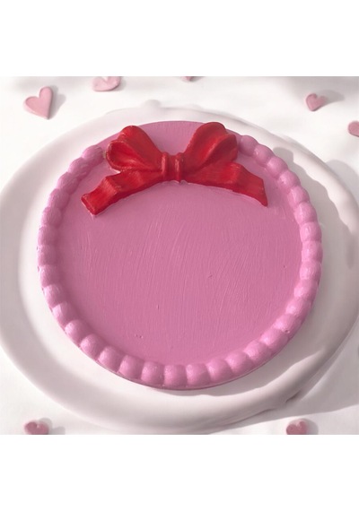 El Yapımı Taş Bardak Altlığı - Çok Amaçlı Dekoratif Tabak 11 Cm Pembe Kırmızı