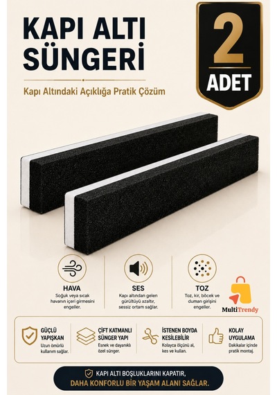 2 Adet Kapı Altı Rüzgar Önleyici 90 Cm Yapışkanlı Isı Yalıtım Süngeri Soğuk Toz Ses Kesici Eşik Süngeri