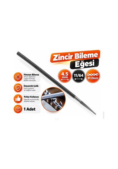Algaride 4,5 Mm 11/64 Motorlu Testere Zincir Eğesi 91 Tip Zincir Uyumlu Yuvarlak Bileme Eğesi 1adet
