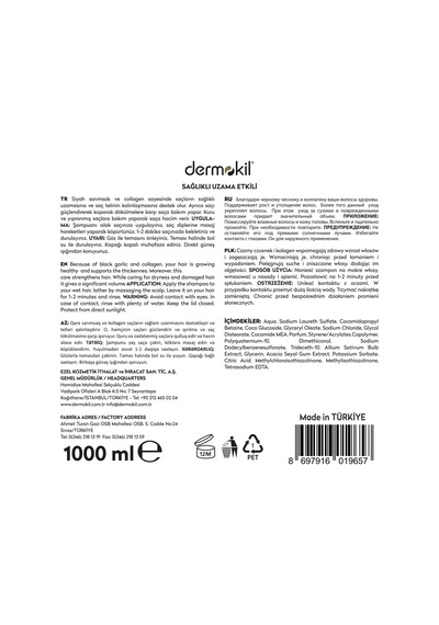 Dermokil Kolajen & Siyah Sarımsak Uzama Etkili Şampuan 1 Litre X 2 Adet Tüm Saç Tipleri