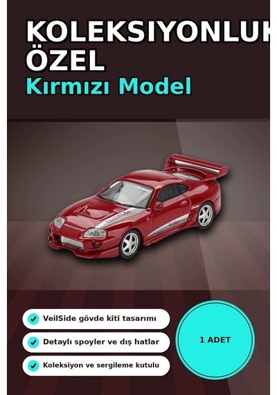 Diecast 1/64 Veilside Combat V-ı Toyota Supra Kırmızı Model Araba - Tekli Kutu Bx-313405