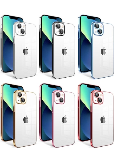 Apple Uyumlu  iPhone 13 Kilif Kamera Korumali Renkli Çerçeveli Zore Gara 563310923