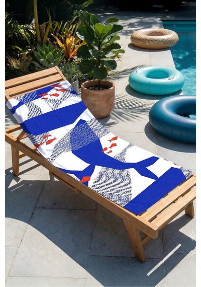 Modern Marine Balık Temalı Plaj Havlusu-lacivert Beyaz Nautical Stil Hızlı Kuruyan Mikrofiber Havlu Yumuşak Çayı