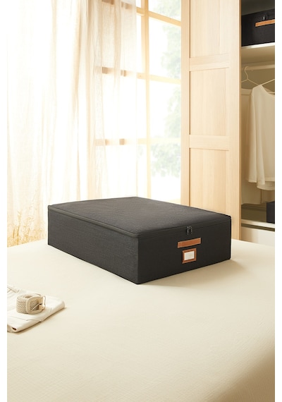 Ocean Home Textile 3'lü Siyah Renk Jüt Destekli Kutu Hurç Set 31 X 38 X 12 + 45 X 55 X 18 + 55 X 70 X 18 Cm Siyah