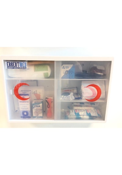 ERKENTMED PLASTİK ECZA DOLABI DUVAR TİPİ İÇİ DOLU (PLUS SET İÇERİK) Beyaz