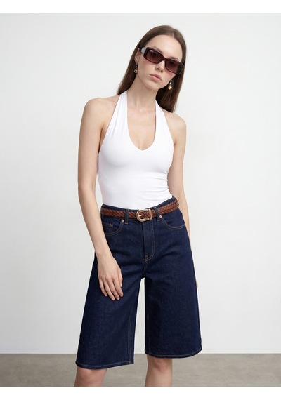 Dilvin 21231 Halter Yaka Bodysuit-beyaz