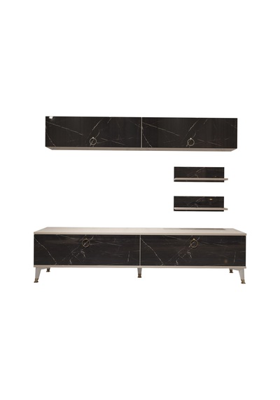 Decoraktiv Eko 5 Mdf Std Gold Tv Ünitesi Tv Sehpası Beyaz - Siyah Mermer