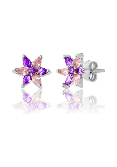 Zanaatsilver 925 Ayar Gümüş Rodyum Kaplama Ametist pembe Taşlı Nilüfer Çiçeği