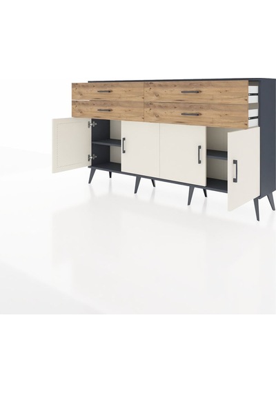 Arges Konsol 2 Raflı 4 Çekmeceli 8 Kapaklı 176x30x99 Antrasit-ayt Antrasit-aytaşı/çam Arges Konsol 2 Raflı 4 Çekmeceli 8 Kapaklı 176x30x99 Antrasit-ayt Antrasit-aytaşı/çam