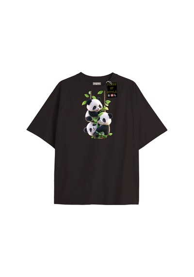 Flood Of Style Siyah Oversize T-shirt Pandalar Özel Tasarım