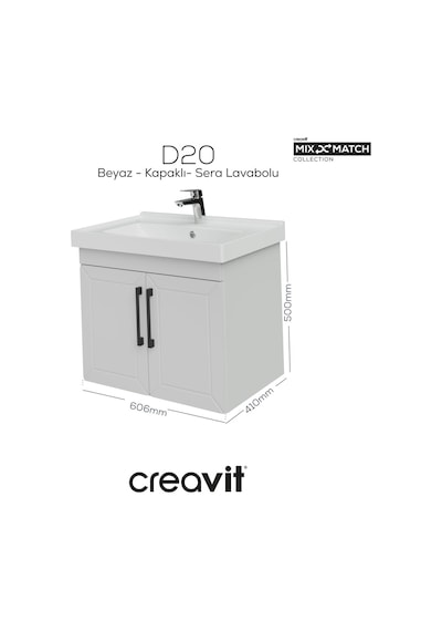 Creavit D20 65 Cm Kapaklı Lavabo Dolabı Beyaz Lake Beyaz Creavit D20 65 Cm Kapaklı Lavabo Dolabı Beyaz Lake Beyaz