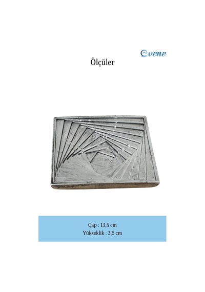 Dekoratif Kase Takı Kutusu Yüzük Kolye Kutusu Mum Tabağı Takı Organizer Model 3 - Gümüş Eskitme