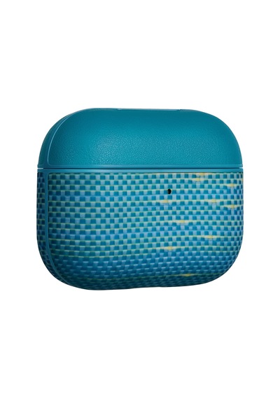 Apple Uyumlu AirPods Pro 3 Kılıf Aramid Fiber Pitaka Glints Of Gold Serisi Kapak Mavi