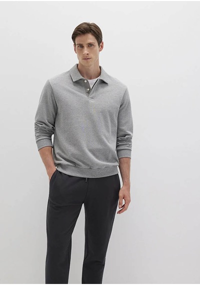 Mavi Polo Yaka Gri Erkek Sweatshirt M0s10420-80018 Gri