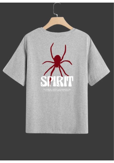 Kozia Outdoors Malkoçbey Spırınt Baskılı Overisze Unisex Basic T-shirt Gri