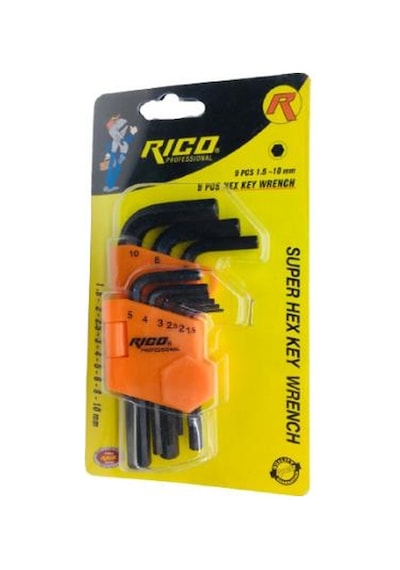 Rico Rc2899 Düz Kısa Alyan Anahtarı Seti Takımı 9Pcs 1.5Mm-10Mm N11.8630