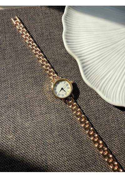 Retro Minimal Boncuk Kordon Vintage Kadın Kol Saati Gold Altın