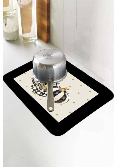 Krem Bal Kabağı Temalı Microfiber Bulaşık Kurutma Matı Mm020n11