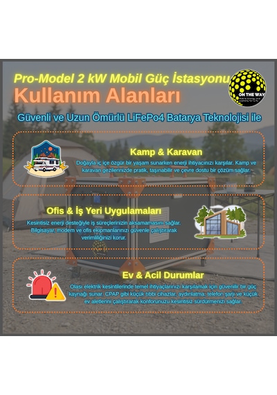 Otw Pro-model 2000w Mobil Güç İstasyonu Lifepo4 Bataryalı Şebeke Şarjlı