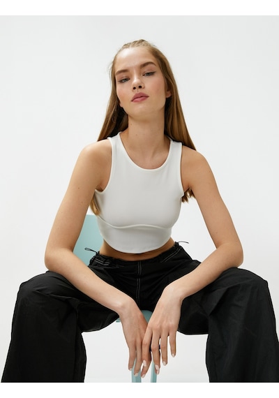 Koton Basic Atlet Halter Yaka Nervürlü Dar Kesim Ekru 3sal30179ık 3SAL30179IK010 Ekru