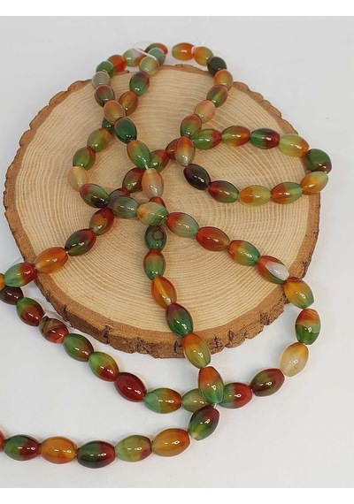 Bileklik Boy Akik Taşı Arpa Kesim 10x13mm Yarım Dizi 49436 18cm Uzunluğundadır Çok Renkli