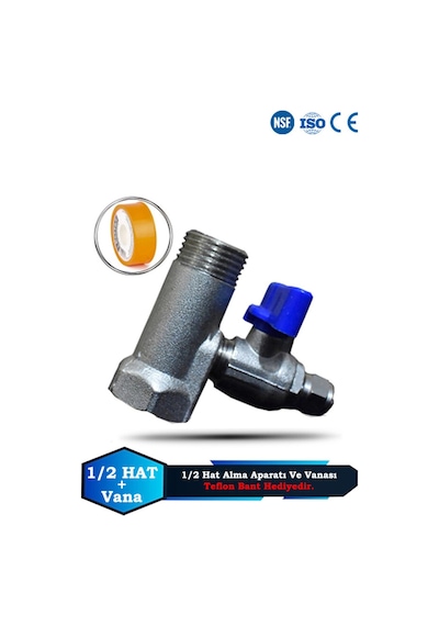 Sumarkt Su Arıtma Cihazı Ful Pirinç Malezeme 1/2 Hat Alma Aparatı Ve Hat Alma Vanası Teflon