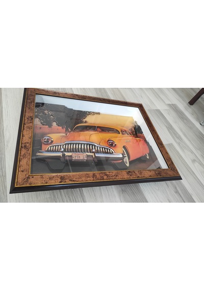 Sarı Araba Nostaljik 35 X 50 Rölyef Tablo