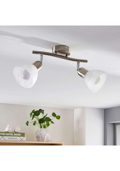 Rsylight 2 Lü İnox 180 Derece Hareketli Beyaz Camlı Modern Dekoratif Avize Siyah