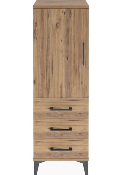 Arges Dolap 2 Raflı 3 Çekmeceli Tek Kapaklı 44x30x134 Çam-çam Çam
